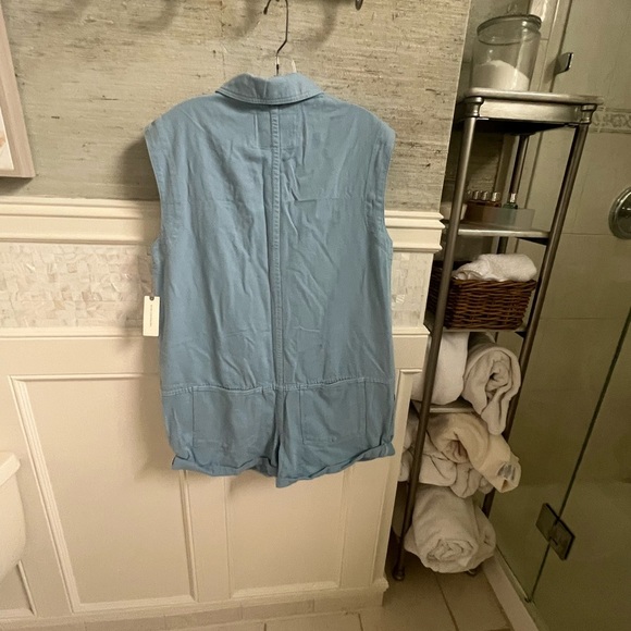 NWT new small Anthropologie pilcro sleeveless collared romper blue shorts - Picture 9 of 17